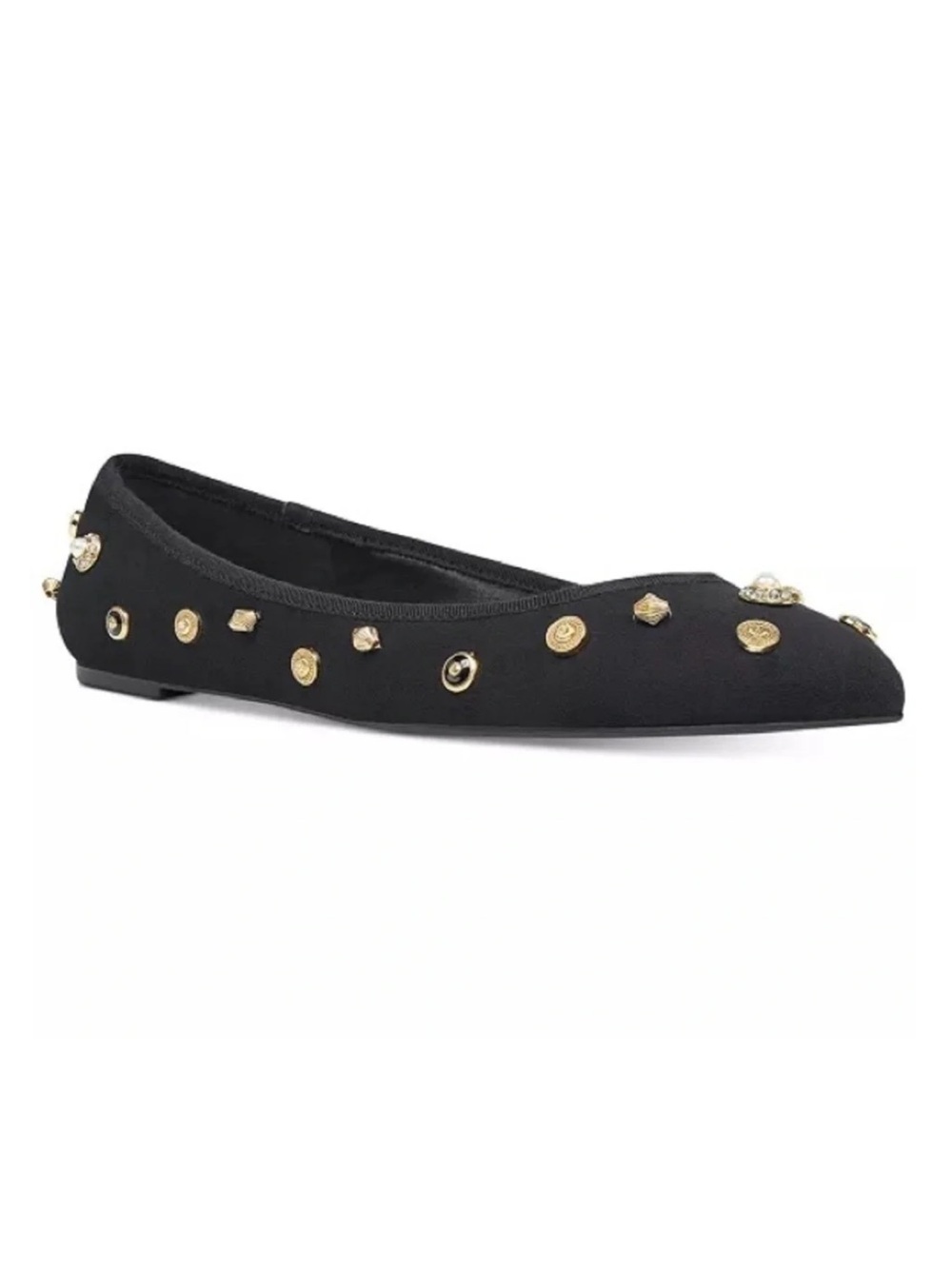 NINE WEST Black & Gold Bejeweled Morton Flats 7
